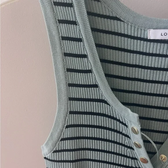 NWOT Love Tree mint stone and black striped ribbed sleeveless dress! Size Large - Picture 6 of 10